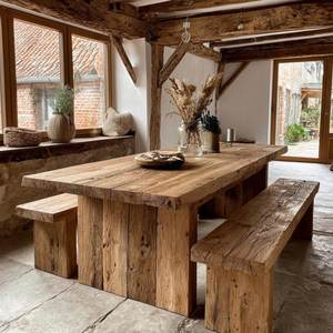 Handmade Modern Rustic Square Solid <b>Wood</b> <b>Dining</b> <b>Table</b> Eco-Friendly Elegant Farmhouse Kitchen Furniture for Country Home Hotel - Product Image 3