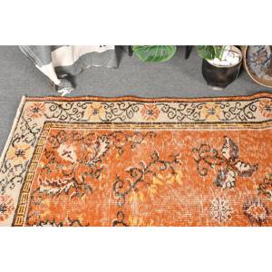 พรมตุรกีโบราณขนาด3.9x7.5ฟุตพรมยางขนสัตว์โพลีเอสเตอร์ขนสัตว์คลาสสิกทรงสี่เหลี่ยมผืนผ้าสีส้มเบจคลาสสิก - Product Image 3