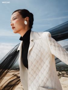 Meilleur prix Suzy Veste matelassée pour femmes Tissu de couette en coton biologique avec poches Hiver Taille XL Blanc Design Vietnam - Product Image 2