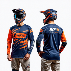 Camisetas de Manga Larga para Hombre, Duraderas, Transpirables, Resistentes al Viento, con Estampado Personalizado, 100% Poliéster, para Motocross, Carreras de Motos y Automovilismo - Product Image 2