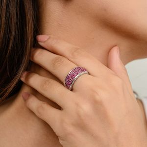 แหวนหมั้นทองคำขาว18K ดีไซน์ใหม่สำหรับ2025แหวนเพชรทับทิมธรรมชาติของขวัญแต่งงานสำหรับผู้หญิง - Product Image 2