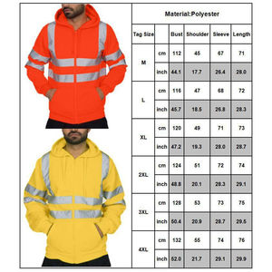 Hombres Invierno Fleece Zip Hooded Night Work Alta visibilidad Hi Viz Vis Reflective Pullover Hoodie - Product Image 6