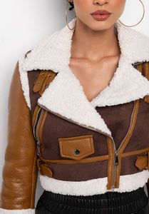 Veste en cuir de bombardier formelle de style unique d'hiver chaud pour femmes avec fermeture à glissière coupe-vent en cuir PU quantité minimale de commande bas meilleure qualité - Product Image 2