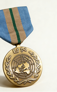 UN Peacekeeping Service Medal | Custom Metal Commemorative Medal with <b>Ribbon</b> | "In the Service of Peace" Souvenir Badge - Product Image 4