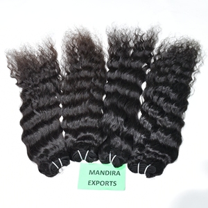100% brut non traité vierge crépus cuticule aligné vague lâche faisceaux ondulés Extensions de cheveux humains du Temple indien - Product Image 2