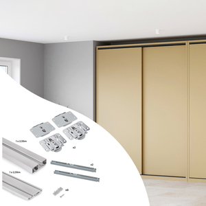 Emuca 2.35m rotaie di superficie Kit Hardware per armadio con 2 porte scorrevoli a flusso morbido pannelli Non rimovibili chiudiporta e chiusure - Product Image 1
