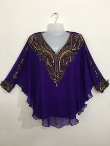 Maxi vestido mexicano estilo caftán corto bordado a mano para mujer tamaño libre fiesta y ropa informal para discoteca con blusa interior adjunta - Product Image 4