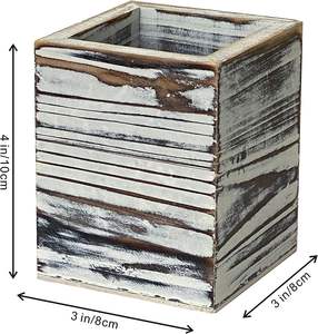 3 Pack Rustic <b>Wood</b> <b>Pen</b> and Pencil Holder Decorative Stationary Office/Home (3x3x4 Inches) Pencil Holder Stand Multi Purpose Use - Product Image 4