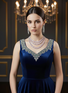 Ensemble de bijoux de créateur AD pour femmes, collier et boucles d'oreilles de mariage, combo élégant, accessoire de mode ethnique indien pour les fêtes - Product Image 4