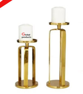 Portavelas de diseño de hoja de metal con acabado dorado más vendido para restaurante y bar de hotel - Product Image 2