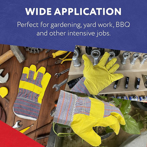 Gants pour hommes et femmes avec manchette de sécurité et dos en toile de coton rayé Gants légers et imperméables - Product Image 4