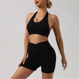 Soutien-gorge de sport à bretelles halter pour femmes, vente en gros personnalisée, résistant aux chocs, élastique, pour le yoga, la salle de sport, le fitness et la course à pied - Product Image 1