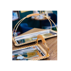 Tabletop Metal Decorative <b>Tray</b> Gold and Silver Home Decor <b>Tray</b> Kitchen Organizer <b>Tea</b> and Coffee Serving <b>Tray</b> - Product Image 4