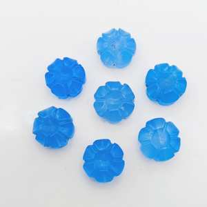 พลอยบลูคาลเซโดนีแกะสลักลายดอกไม้ 100% ธรรมชาติ ขนาด 12 มม. สำหรับงานฝีมือเครื่องประดับ 2 ถึง 5 ชิ้น - Product Image 2