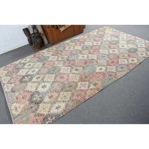 Grand tapis turc vintage 5,4x9,6 pieds, tapis gris rose à motifs floraux - Product Image 4