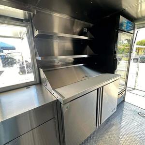 รถบรรทุกอาหารจานด่วนอลูมิเนียมสแตนเลสสตีลสำหรับขายร้านอาหารที่ให้บริการขนมฮอทด็อกทำจากข้าวโพด - Product Image 3