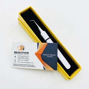 Pinzas de extensión de pestañas profesionales de acero inoxidable de 45 grados, herramienta de belleza sostenible, etiqueta privada probada a mano - Product Image 1