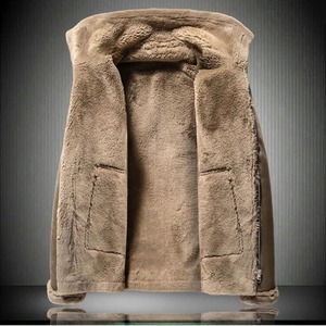 เสื้อแจ็คเก็ตหนังนิ่มสำหรับผู้ชาย, ใหม่เสื้อแจ็คเก็ตให้ความอบอุ่นสำหรับฤดูหนาวทำจากโรงงานทำตามสั่งขนาดพลัสไซส์ขนแกะแท้ไฮสตรีท - Product Image 2