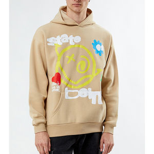 Venta al por mayor sudaderas con capucha de impresión personalizada fabricantes sudaderas de gran tamaño recortada Raw Street hombres 3D Puff impresión Sudadera con capucha - Product Image 2