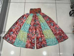 Pantalones Palazo de seda de verano con estampado Floral para mujer, pantalón Bandeau de pierna ancha de seda artística de capa larga - Product Image 4