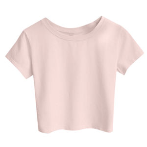 Vente en gros de t-shirt de haute qualité 220GSM en jersey doux avec épaules tombantes et demi-manches haut court décontracté pour femmes en coton - Product Image 4