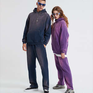 Survêtement 100% coton personnalisé délavé à l'acide Ensemble de jogging et sweat à capuche vintage respirant pour l'hiver - Product Image 6