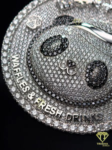 Pendentif Panda en argent sterling 925 plaqué or blanc et diamants cultivés par VVS Lab sans chaîne. - Product Image 5