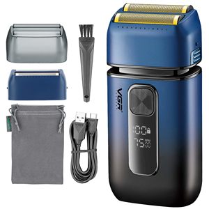 Rasoir électrique rechargeable USB pour hommes, rasoir sans fil à double lame avec batterie longue durée et tondeuse escamotable - Product Image 1