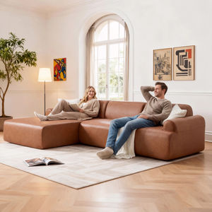 Sofá Seccional en Forma de L Tapizado en Tela, Compacto, para Apartamento o Villa, con Esponja para Ahorrar Espacio, Programa de Envío Directo desde Almacén en EE. UU., Entrega Rápida - Product Image 6