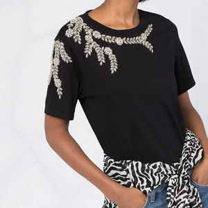 Meilleure vente article 2025 femmes vêtements vêtements strass chemises plaine coton surdimensionné t-shirts femme grande taille t-shirt - Product Image 1