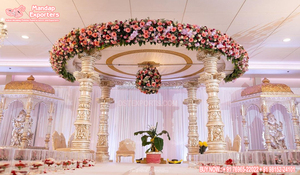 Tamil Wedding Grand Mandap con Dome Golden Mandap para la ceremonia de boda de Malasia Srilankan Wedding Dome Design Mandap Decor USA - Product Image 6