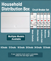 Boîtier de distribution encastré complet pour usage domestique, 8/12/16/24 voies, avec disjoncteurs RXC RCBO et RXD MCB