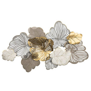 Arte Mural Moderno de Hojas de Ginkgo Metálicas, Decoración de Pared Botánica de Lujo en Dorado y Gris, Escultura de Pared Colgante para Sala de Estar, Decoración del Hogar - Product Image 1