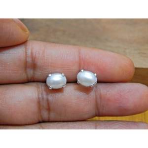 925 argent Sterling perle d'eau douce boucle d'oreille goujon naturel blanc pierres précieuses bijoux élégant cadeau pour Her-E0043-GS - Product Image 4