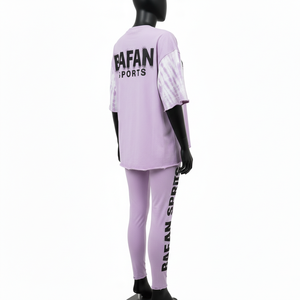 Conjunto Deportivo Premium de Camiseta de Algodón de 300GSM y Leggings de 260GSM con Paneles de PVC Reflectantes Iridiscentes y Logotipo Personalizado - Product Image 5