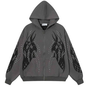 Hoodies à strass très vendus, décontractés, délavés à l'acide, personnalisés, hoodies délavés à l'acide pour hommes, basiques, en coton mélangé, surdimensionnés, délavés à l'acide - Product Image 3