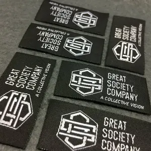 Logo de marque personnalisé ourlet du vêtement tissu damassé pli d'extrémité en polyester tissé pour les étiquettes de vêtements - Product Image 4