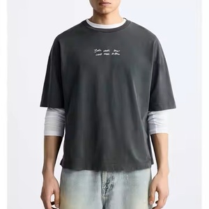 Vente en gros de t-shirts épais personnalisés DTG Print Tee shirt 100% coton Plus Size T-shirt homme 305 GSM T-shirts vierges surdimensionnés - Product Image 5