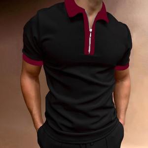 T-shirt à manches courtes pour hommes Slim Fit Patchwork Zipper Turn Down Collar Men Golf Polo Summer T-Shirts Streetwear Respirant - Product Image 3