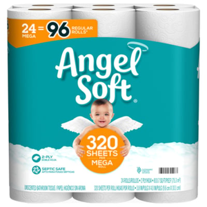 Angel Soft 2-Ply Toilet Paper, 24 Mega Rolls, 320 <b>Sheets</b> per Roll - Product Image 1
