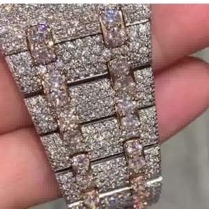 Diamond Tester Aprobado VVS Luxury Iced Out Skeleton Yellow Gold Business Moissanite Reloj | Venta al por mayor - Product Image 3