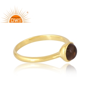 Anillo de piedras preciosas ahumadas naturales chapadas en oro de 18 quilates de Plata de Ley 925, fabricante de joyería fina Demi - Product Image 4