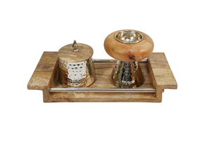 New <b>Hammered</b> Design Bakhoor Incense <b>Holder</b> Burner for Ramadan Fragrance Usage With Wooden Tray in Wholesale Price - Product Image 5