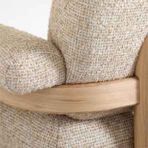 Fauteuil en teck massif moderne de luxe, élégant fauteuil de salon avec coussin blanc pour salon et hôtel - Product Image 5