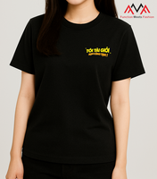 T-shirt noir vietnamien court 95% coton + 5% spandex Régulier décontracté/Streetwear/Beachwear imprimé (imprimé graphique)