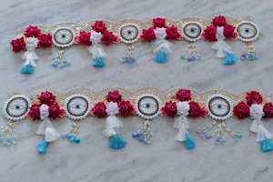 Fiori artificiali e malocchio ghirlanda porta decorativa per Diwali elegante disegno floreale - Product Image 2