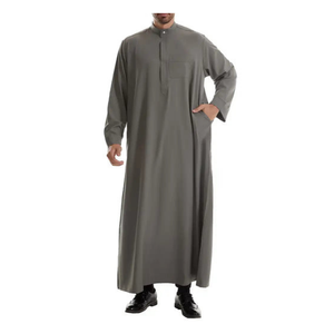 Fashion Middle East Thobe Muslim <b>Men's</b> Round Neck Islamic Clothing Solid Color Saudi <b>Arab</b> Jubba Thawb <b>Men</b> <b>Dress</b> for Ramadan Eid - Product Image 3