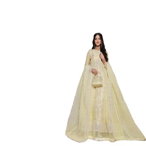 Vestidos Eid Vestidos de fiesta pesados para mujeres con trajes Punjabi de tres piezas de organza bordados de Motis Fashion Vol SHANZAY - Product Image 1