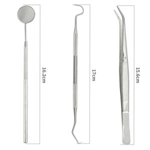 3Pcs Dental Tools Pick Oral Care <b>Kit</b> Stainless Steel Mirror Hygiene Probe Set 2026 - Product Image 3