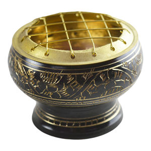 Brass <b>Incense</b> Burner with Natural Sandalwood Scent Wood <b>Cone</b> <b>Incense</b> Holder for Indoor Decor and Tableware Round Shape - Product Image 4